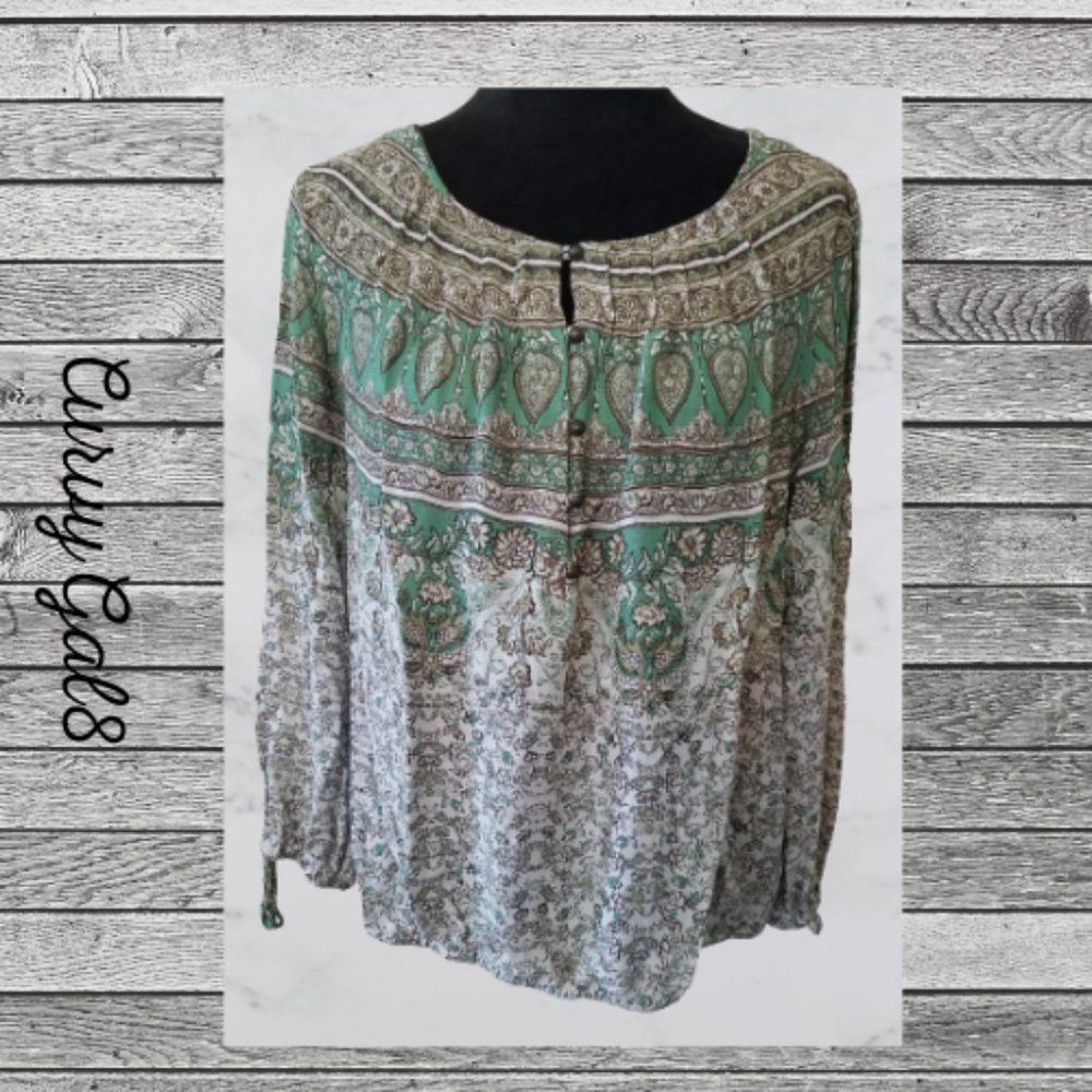 Sold🔥 Last Chance 🔥  Lucky Brand Bohemian Green Top L
